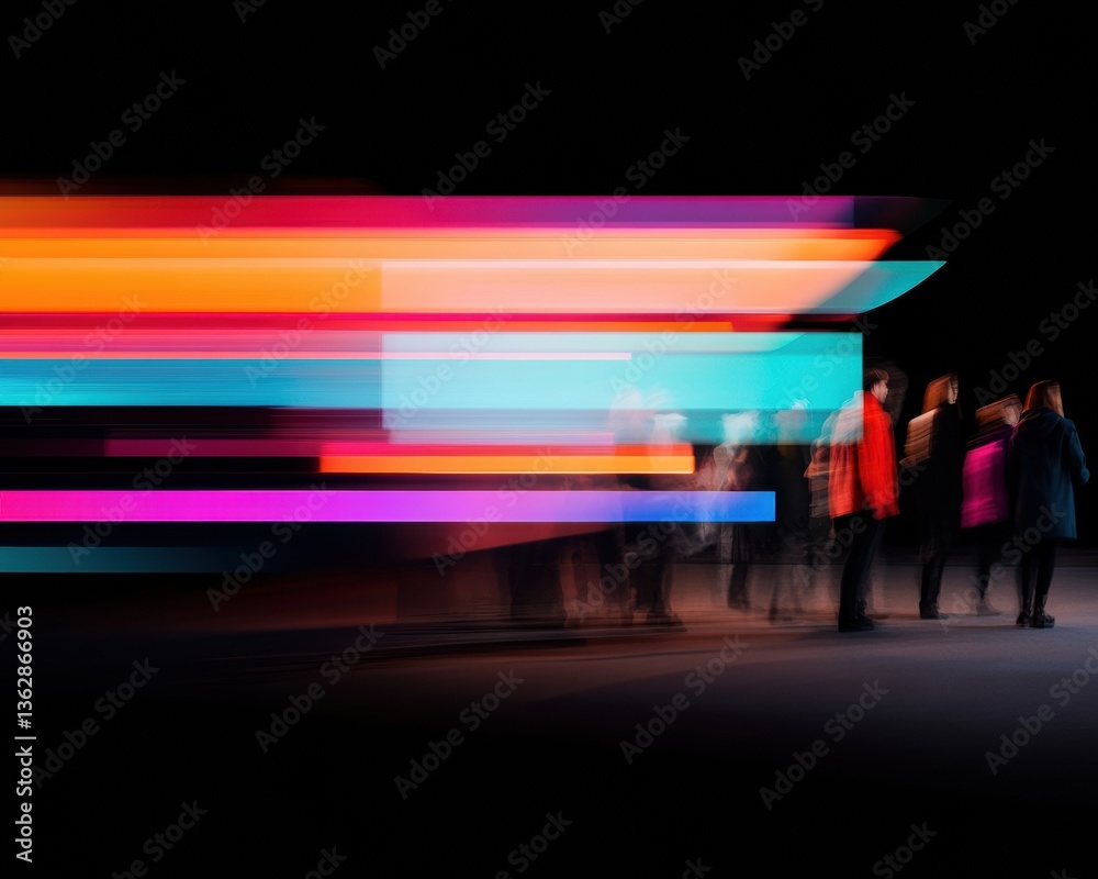 Aufkleber Quantum Motion Hyper-Kinetic Urban Mobility Visualization - Transformative Digital Experience Capturing Fluid City Dynamics in Chromatic Blur