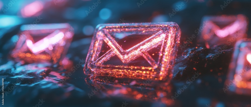 Aufkleber Luminescent Digital Communication National Rubber Eraser Day Tech Innovation Showcase - Immersive Email Automation Visualization for Next-Gen Marketing Strategies