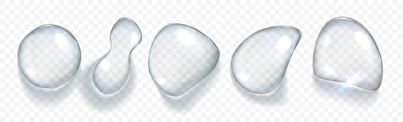 Water bubble, realistic  collagen oil or essence,  model isolated on transparent background. Vector  circle water drop icon