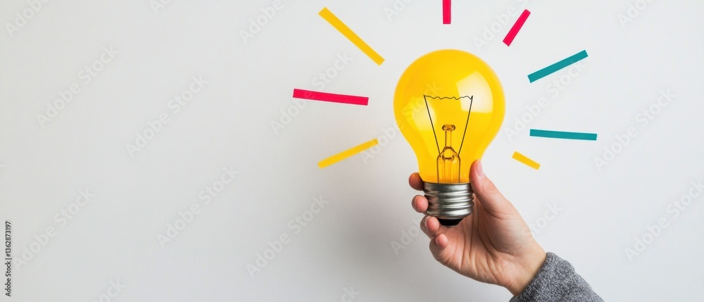 Fototapete Innovative Mindset Visualization Dynamic Goal Achievement Strategy with Illuminated Conceptual Lightbulb - Multicolor Success Pathways for Creative Business Transformation