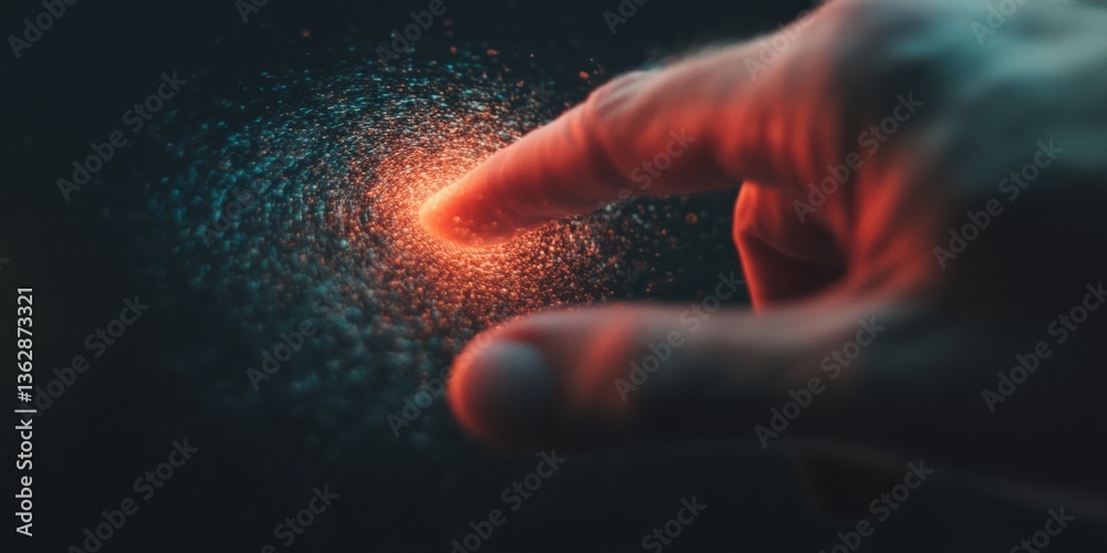 Aufkleber Future-Ready Interaction AI-Powered Digital Transformation Visualizing Innovative Tech Engagement with Immersive Particle Connectivity and Futuristic User Experience