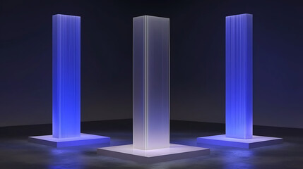 Fototapeta premium Abstract glass columns on platforms