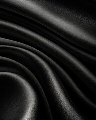 Obraz premium Elegant black satin fabric with smooth curves and soft texture for stylish designs.