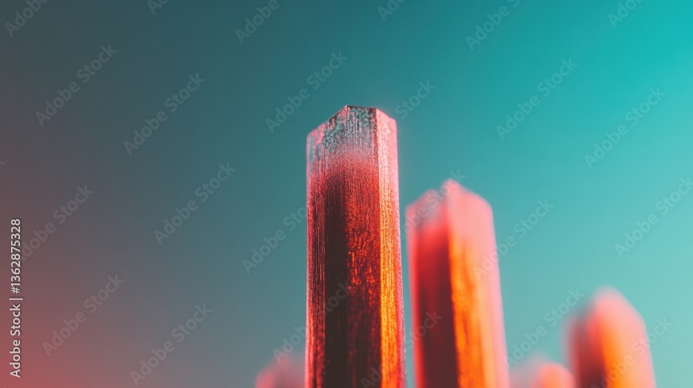 Poster Quantum Gradient Analytics Futuristic Data Visualization with Dimensional Bar Chart Signaling Emerging Tech Performance and Strategic Innovation