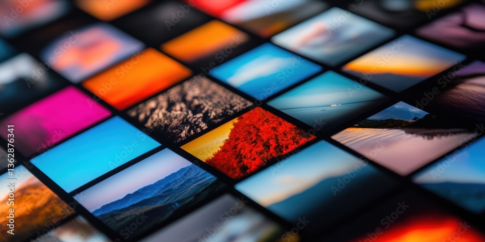 Poster Chromatic Media Mosaic Dynamic Visual Storytelling in 8K Resolution - Immersive Multiscreen Narrative Design for Digital Broadcasting and Content Curation