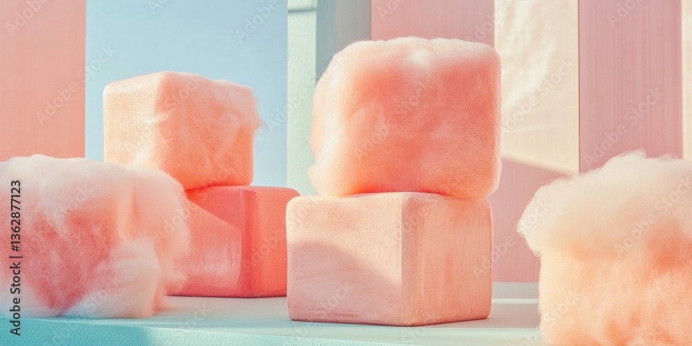 Poster Soft Gradient Minimalism Pastel Geometric Cubes in - Contemporary Design Visualization for Digital Branding and Creative Tech Aesthetics