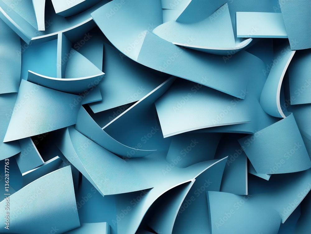 Poster abstract composition of light blue geometric shapes creating a modern and dynamic background with de