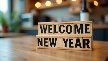 Flat Wooden Sign Design: Say Goodbye to 2026 and Welcome the New Year 2026 - A Cute Vector Illustration for Business Concepts and New Year Celebrations