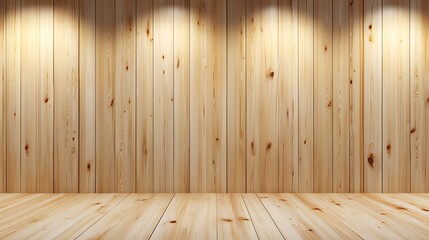 Naklejka premium Warm Wooden Room: 3D Render of Light-Bathed Interior AI Generated
