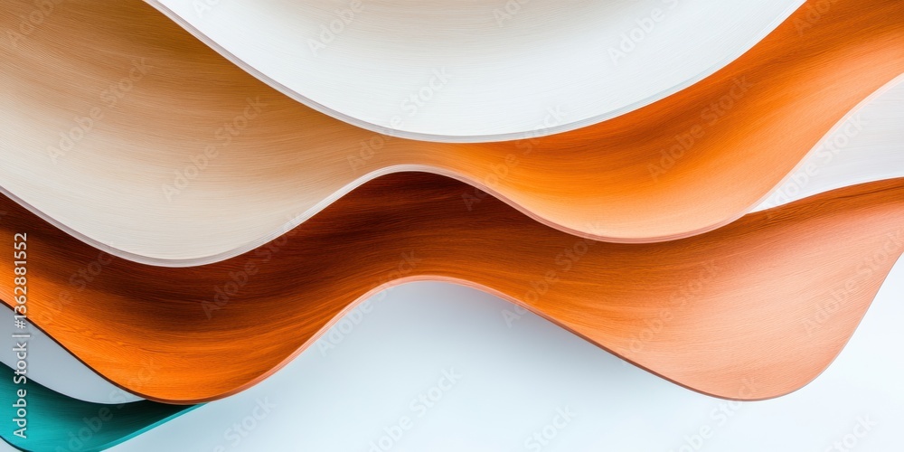 Aufkleber fluid dynamics minimalist abstract wave visualization in warm terracotta and cool teal - contemporar