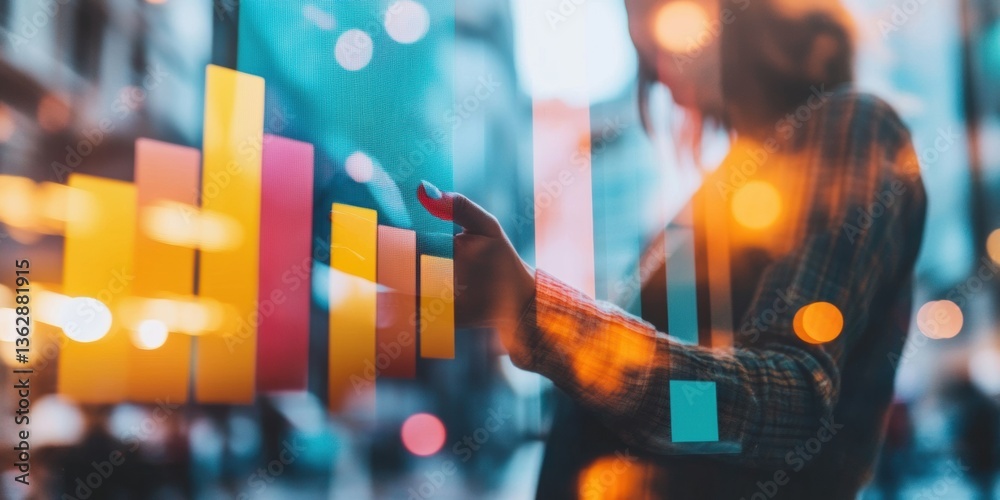 Poster immersive financial analytics transparent glass data visualization for next-gen business intelligenc