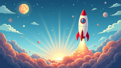 Cartoon vector illustration of rocket launch isolated images set ideal for educational materials children content and space themed designs. concept as A set of cartoon vector illustrations depicting r