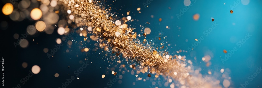 Poster luxe digital celebration immersive golden bokeh particle atmosphere for premium event branding and e