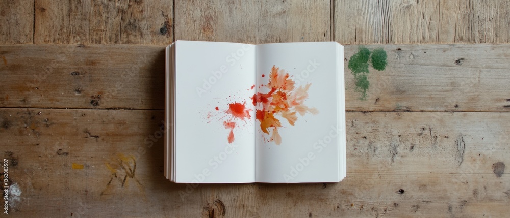 Aufkleber minimalist creative expression watercolor splash on artisan notebook - inspiring analog creativity i