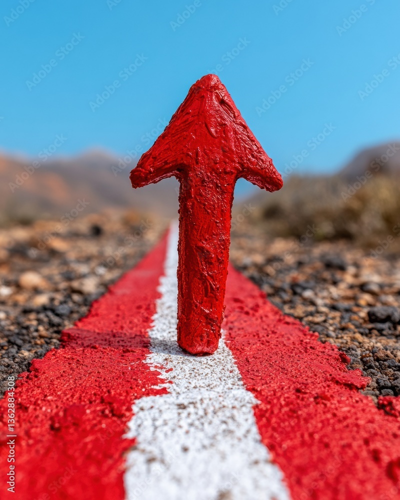 Aufkleber minimalist forward momentum vibrant red arrow roadmap visualizing strategic growth, breakthrough inn