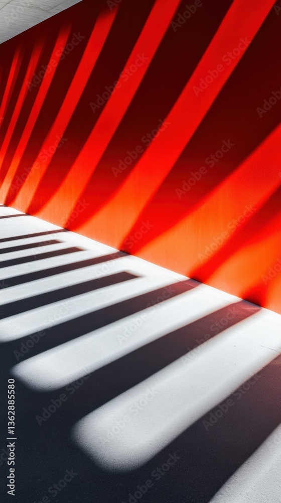 Poster Dynamic Geometric Shadows Minimalist Abstract Architecture Capturing Bold Red Gradients and Light Interplay - Modern Design Visualization Trend