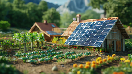 Solar panels on a farm demonstrating eco-friendly green technology for renewable energy solutions