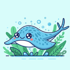 Obraz premium cartoon stingray sea element animal