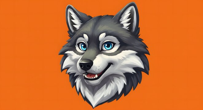 Cartoon wolf mascot with a playful expression