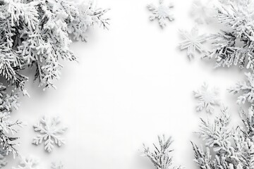 Elegant Snowflakes Border Frame Isolated on White Background for Winter Designs
