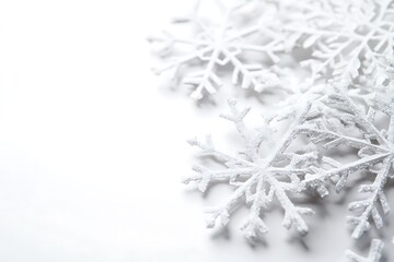 Elegant Snowflakes Border Frame Isolated on White Background for Winter Designs