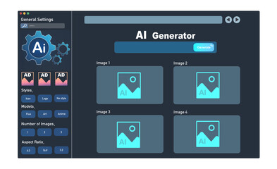 AI software to generate images with futuristic platform user interface. Image AI generator...