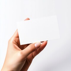 Fototapeta premium The hand holding a blank card isolated on white background,Clipping path Included.