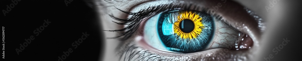 Poster neurotech vision quest hyper-realistic iris mapping for ai-driven strategic insight - cutting-edge d
