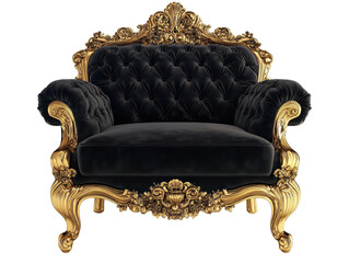 Isolated Black and Gold Elegant Armchair