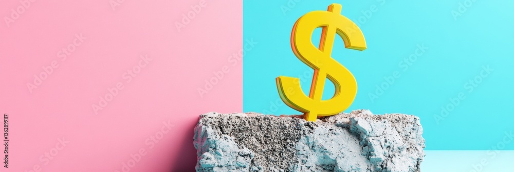 Aufkleber vibrant fintech minimalism bold dollar symbol on textured concrete - innovative financial strategy v