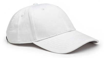 Fototapeta premium Unisex white cap with breathable fabric and a curved brim, suitable for sports, branding, and casual outfits