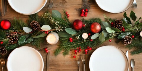 Rustic Hygge Holiday Tablescape Sustainable Nordic-Inspired Christmas Dining Experience with Organic Greenery and Warm Ceramic Tablescaping