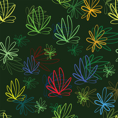 Printable seamless pattern of colorful flower and leaves