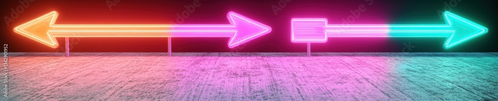 Poster Neon Directional Breakthrough Cyberpunk-Inspired Visual Navigation Signage for Digital Transformation and Creative Industry Wayfinding