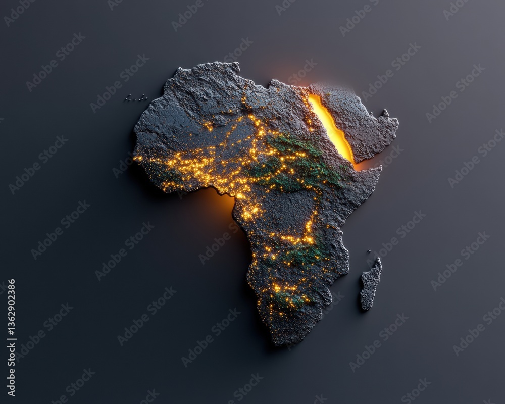 Poster Digital Afrika Illuminating Emerging Market Potential through Geospatial Tech Visualization - Future Economic Connectivity and Technological Leapfrogging Insights