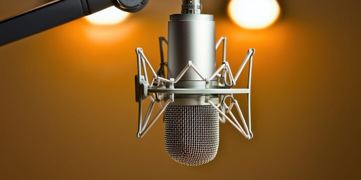 Podcast recording session studio audio equipment indoor close-up media production insights