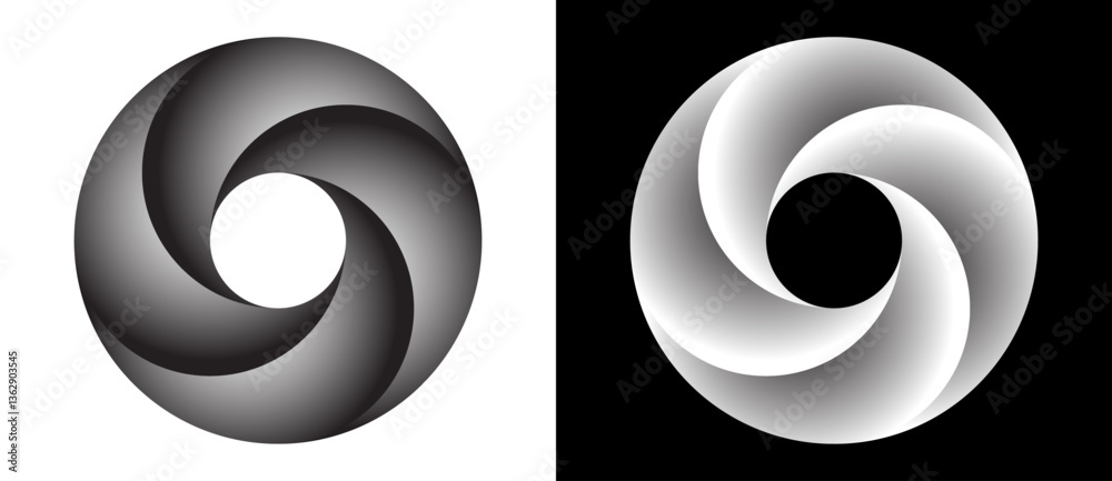Fototapete set of circles with lines with gradient. dynamic design element, icon or logo. one spiral on white b