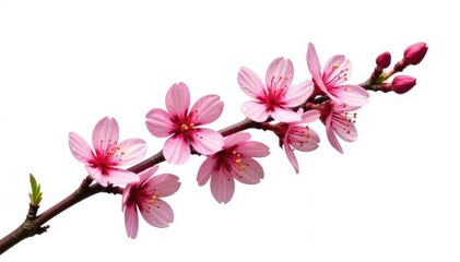 Naklejka premium Single branch with small flowers isolated on white background, spring, color, blooms