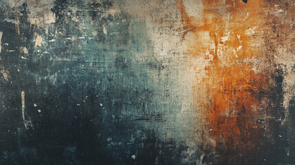 Abstract grunge texture featuring a blend of blue orange and black colors on a textured surface