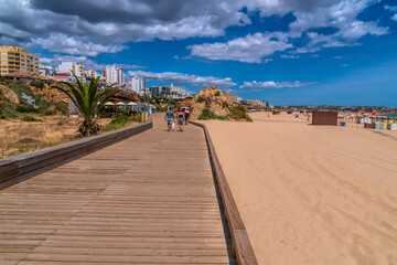 Wooden walkway Praia Da Rocha beach Portimao Portugal the Algarve 