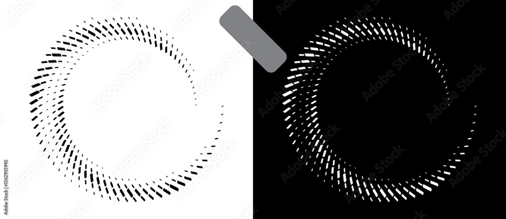 Poster abstract background with rectangles in spiral. art design spiral as logo or icon. a black figure on 