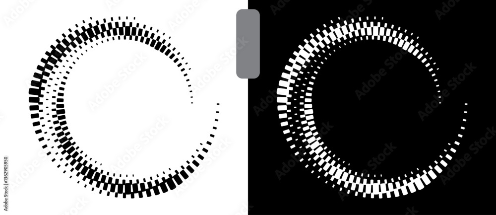 Poster abstract background with rectangles in spiral. art design spiral as logo or icon. a black figure on 
