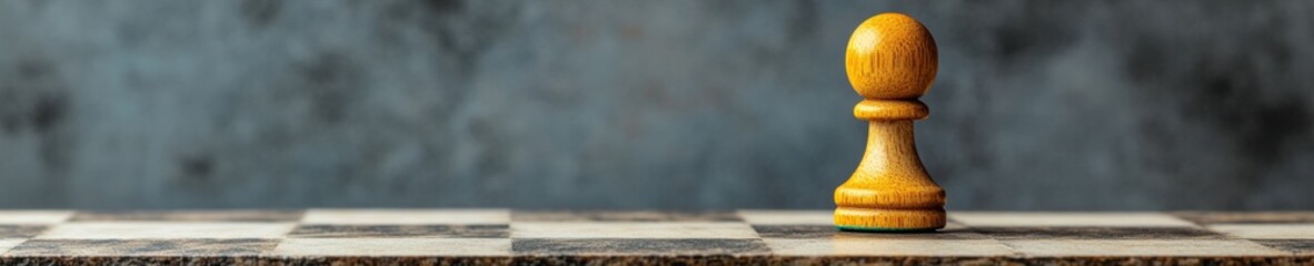 Strategic Minimalism Solitary Yellow Pawn Illuminates Competitive Mindset for Business Innovation and Cerebral Gameplay Inspiration