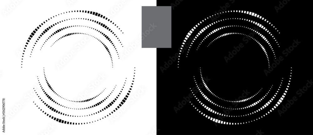Poster abstract background with rectangles in spiral. art design spiral as logo or icon. a black figure on 