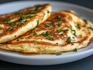 A perfectly cooked golden omelette. Generative AI