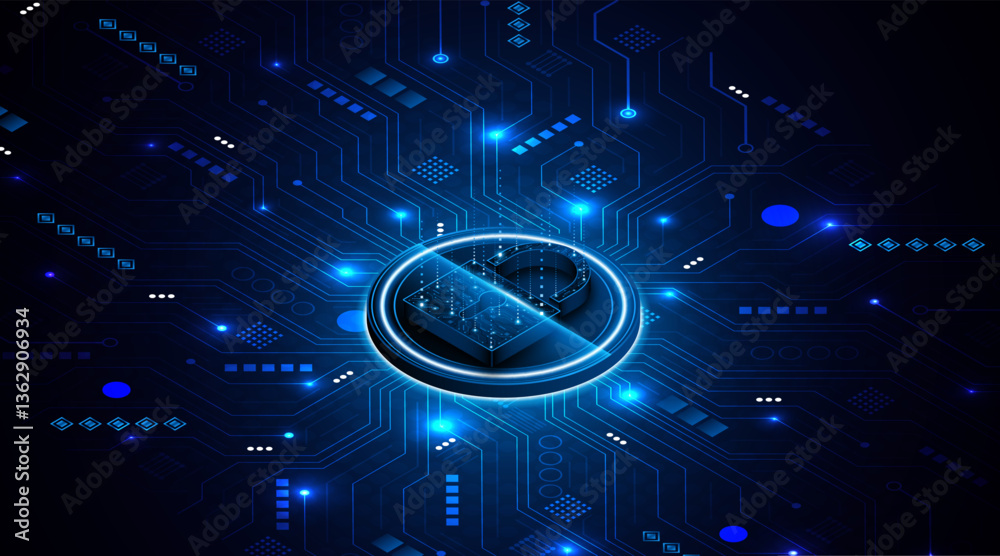 Poster Lock icon. Cyber ​​security and data protection concepts and privacy. Innovative concept of advanced safety technology	