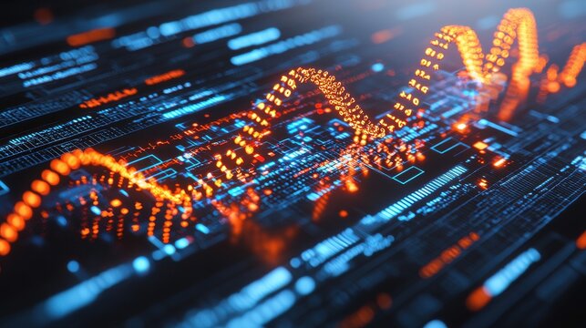 Abstract Digital Representation of Language Model and AI Adaptability with Colorful Waveforms and Circuit Patterns