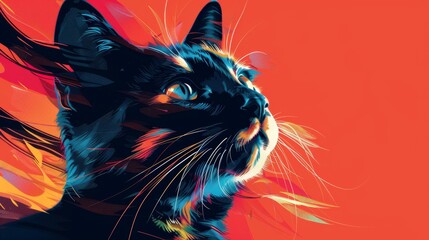 Surreal representation of a pet's personality through vibrant colors and abstract shapes showcasing unique traits