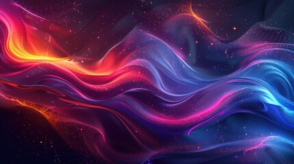 Abstract picture vivid color neon light with digital technology style design connecting become dynamic of electric wave movement represent about flowing of data or structure of network system. AIG51.