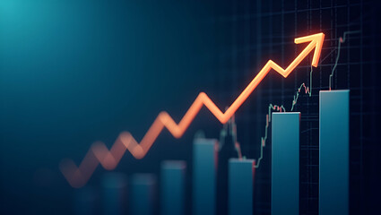Currency Growth Chart: Analyzing Financial Trends and Economic Market Insights with Graphs - Stock Photo Concept Featuring Space for Customization